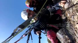 Nasty paragliding crash as take-off fails