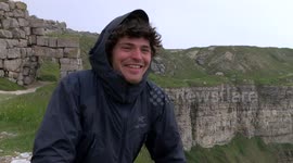 Slackline record attempt interview at  East Cliff, Portland, in Devon