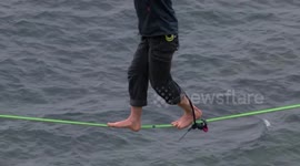 Slack line record attempt Dorset