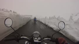 Motorbikes in the snowy Himalayas