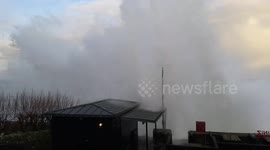 Giant waves crash onto Saint Malo beach