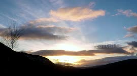 Stunning sunset over Cairngorms, Scotland on first day of spring