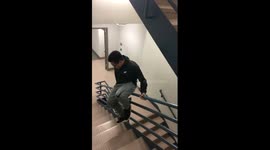Little Asian Boy Falls Down Stairs