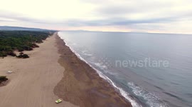 Aerial shot,  calm sea  in Italy, 4K