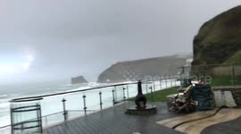 Hail storm and gale-force winds hit Cornwall