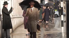 Emily Blunt spotted on the Mary Poppins set in London
