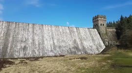 Derwent Reservoir Overflowing - March 2017 with slow motion waterfall 1080p