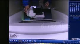 Two children damage ATM machines by pouring liquid inside