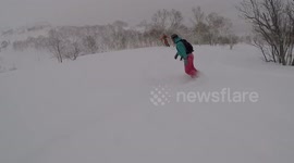 British Girls Snowboarding in Japan
