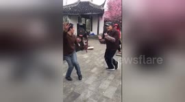 Two men show off their bizarre dance