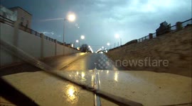 Intense lightning caught on dashcam; full version