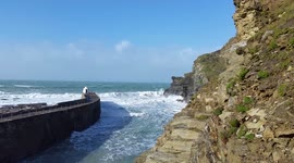 High winds hit porthtreath this weekend  on the north cornwall coast