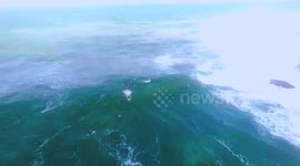 Long Surf Ride in Giant Swell