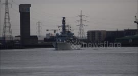 HMS St Albans arrives in London for International Women's Day