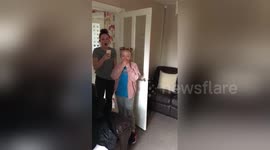 Puppy surprise brings girl to tears
