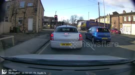 Dashcam video of a very lucky driver.