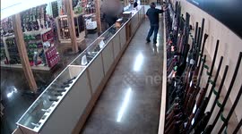 Hilarious accident at a gun shop