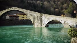 A famous Bridge of Mary Magdalene as known as Bridge of the Devil in Italy, 4K