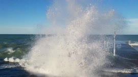 Chicago's Lake Michigan high waves.