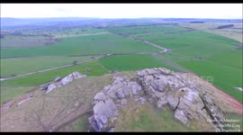 Fly Around Almscliffe Crag nr Harrogate Yorkshire England