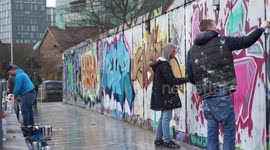 Street Artists at work in Croydon (street graffiti)