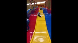 Toddler loses control on a slide