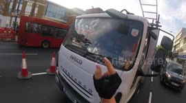 Road rage sparks between truck driver and cyclist after close call