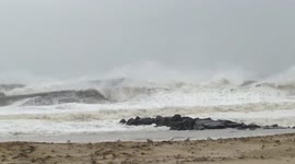 Huge waves brought by storm Stella crash on the East coast