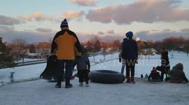 Snow sledding in March.