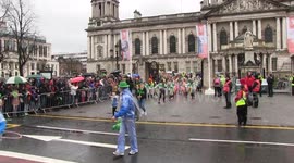St Patrick's Day parade leaves Belfast City Hall. Friday 17th March 2017
