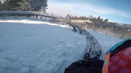 Scary ride on Sommer-Rodelbahn (Sledding) in Harz/Germany