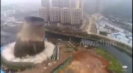 Cooling tower demolished in south west China