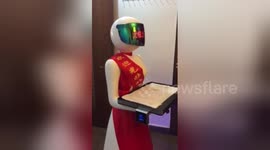 Robot serves customers in Chinese restaurant