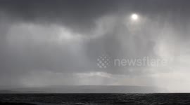 Newsflare Edit - Hailstone curtains over Northern Ireland's Co Antrim Coast