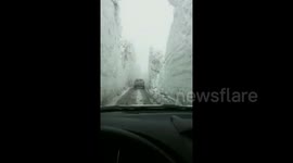 Three-storey high snow covers on ground in northwestern China