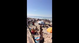 What happens when the sharks come out to swim