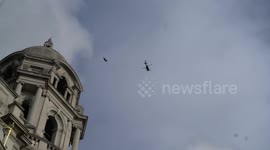 Police helicopter circus at the top of Ministry of Defence ,Westminster