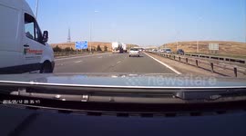 Dashcam captures the moment a car is flipped on it's roof