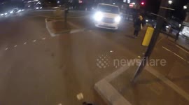 Lady screams at van doing an illegal left turn