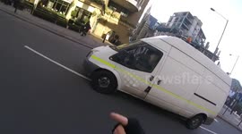 Man in van shouts at cyclist in bizzare road rage