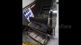 Lucky escape as escalator malfunctions dangerously