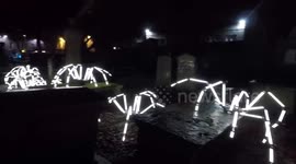 Giant spiders invade St Nicholas churchyard at night in Aberdeen during SPECTRA 2017