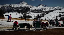 Time lapse video of ski resort in snowy Alps mountains in Sud Tirol in Italy