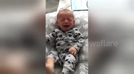 Newsflare Edit - Baby stops crying when he smells mother's dirty laundry