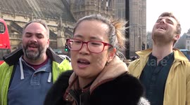 Impromptu singing in Westminster for terror victims