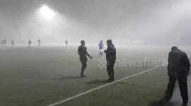 Blizzard halts football match in Iceland