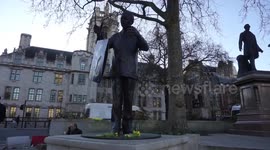 A placard hanging at the Statue of Nelson Mandela after ,March Against Brexit