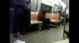 Man going crazy on NY TRAIN!