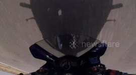 Motorcycle overturns during race in South Africa