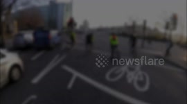 Cyclist narrowly missed by coach